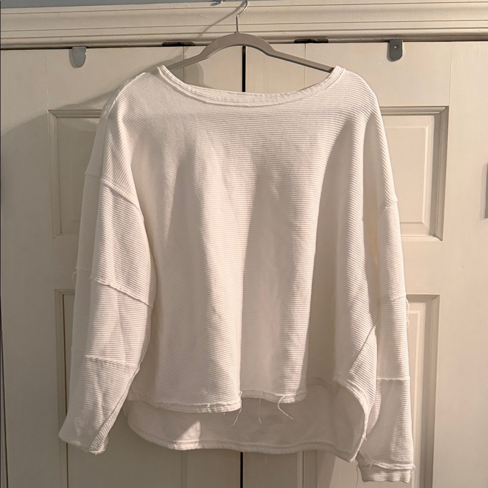 We The Free Cream Ribbed Sweatshirt